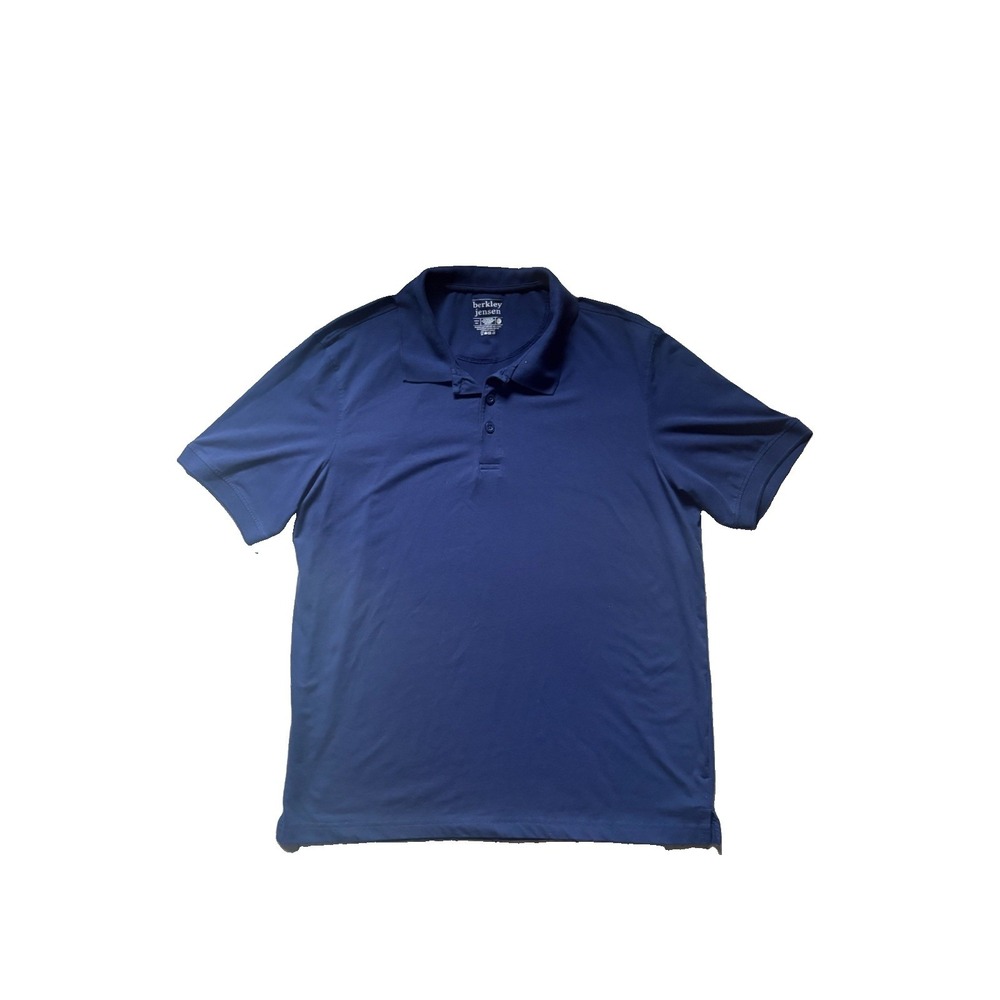 BERKLEY JENSEN Polo Golf Shirt Sz Large Blue Short Sleeve